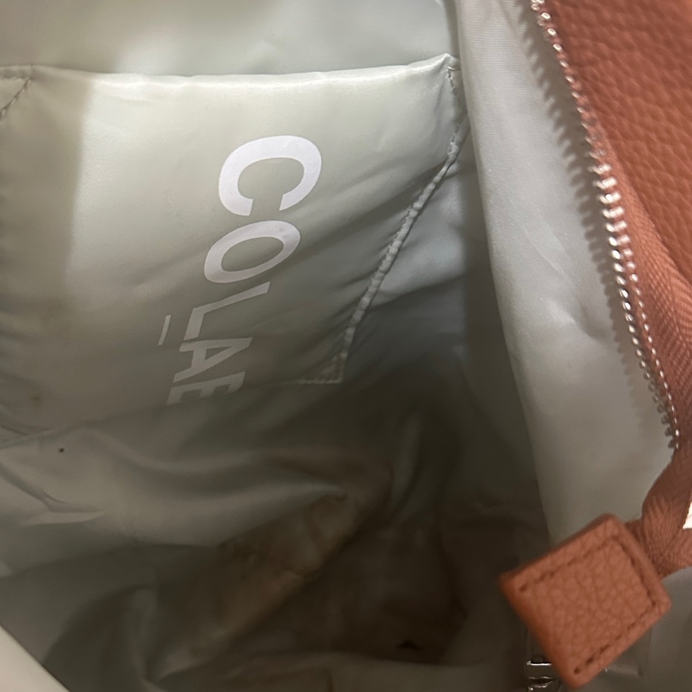 COLAB Tan Pebbled Vegan Leather Tote with Double Straps - Picture 9 of 16